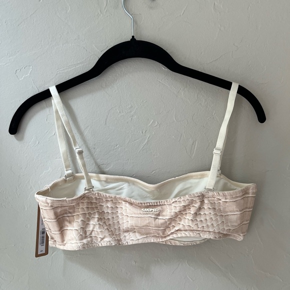 SKIMS SWIM MICRO BANDEAU BIKINI TOP EGRET CROCODILE PRINT S - Picture 6 of 6